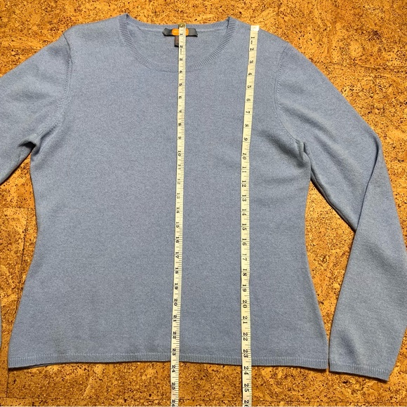 Just Cashmere By Forte Crewneck 100% Cashmere Sweater In Light Blue Sz XL - Picture 7 of 10
